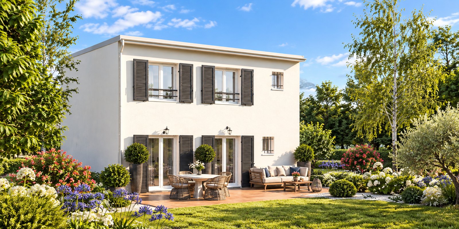 A home of this design, seen from the garden