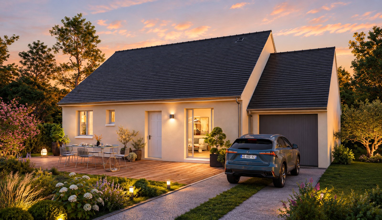 Brand new two-bedroom bungalow of the type built in the Manche, southern Normandy