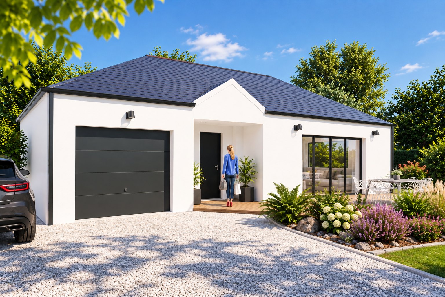 Brand new two-bedroom bungalow of the type built in the Manche, southern Normandy