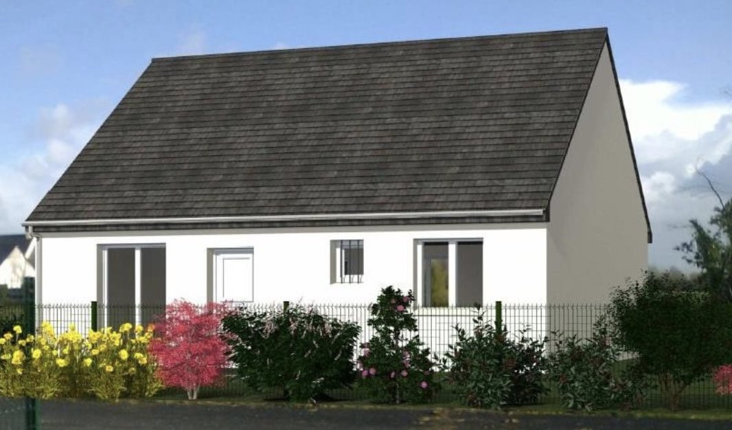 Front elevation of the same two-bedroom bungalow