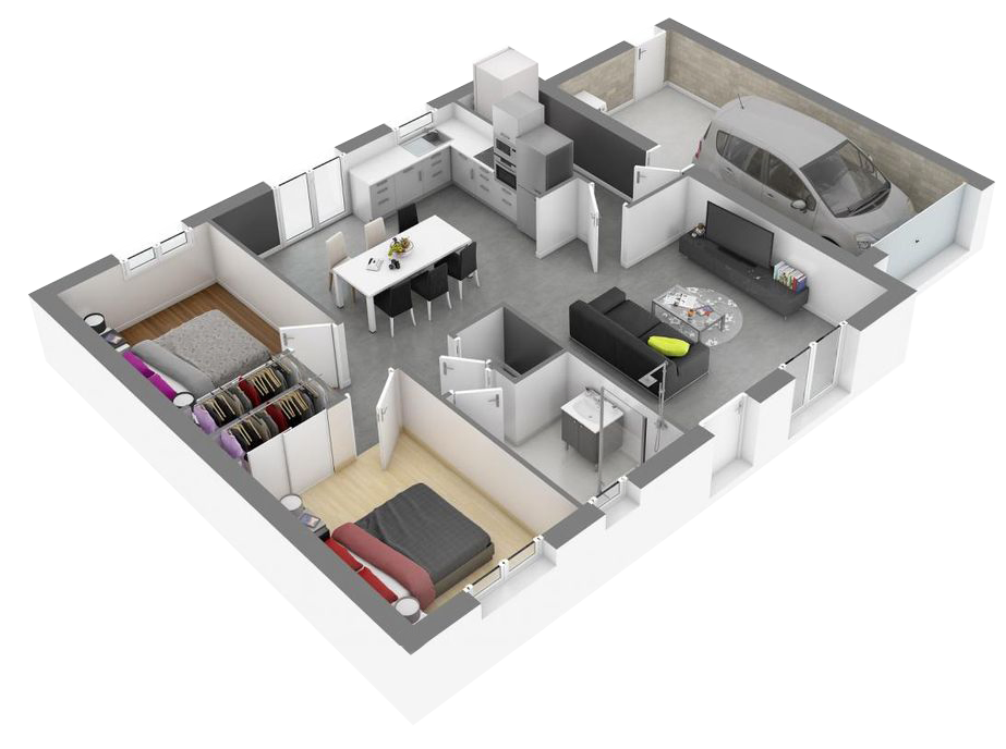 2-bedroom bungalow floor plan