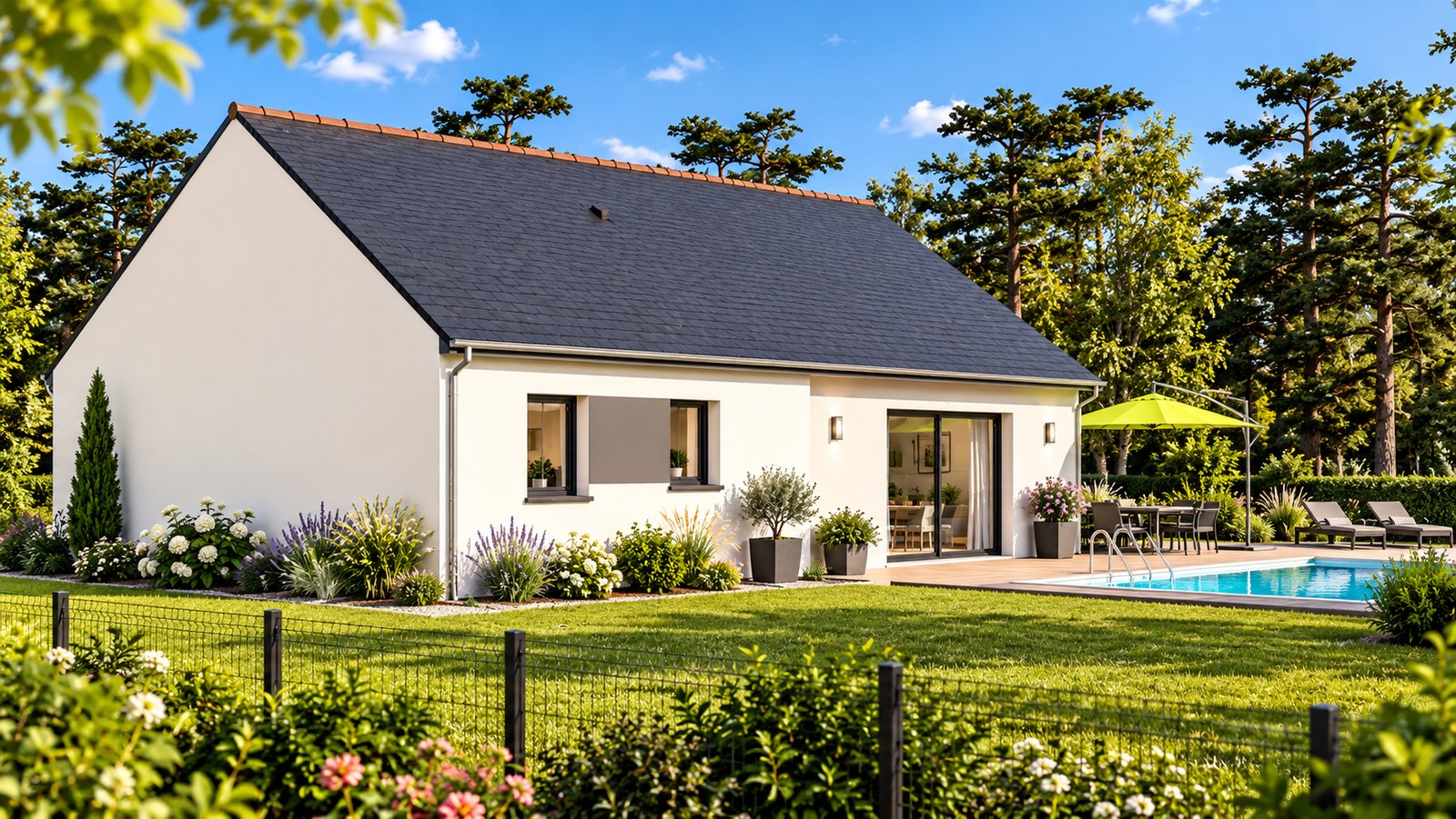 Brand new two-bedroom bungalow of the type built at Guégon in the Morbihan