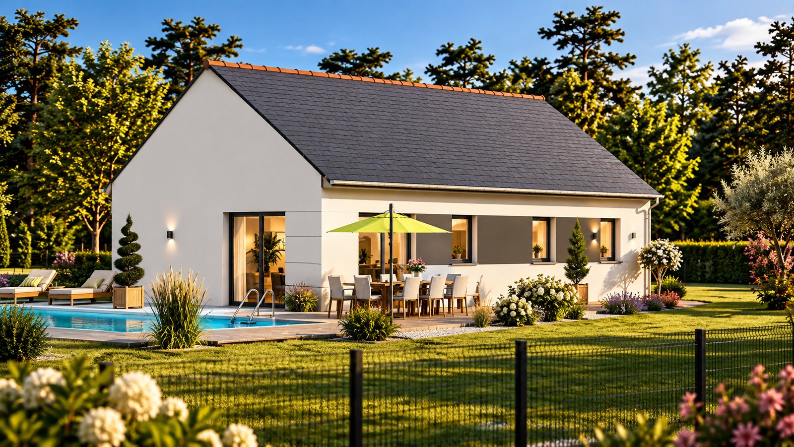 Brand new two-bedroom bungalow of the type built at Locmalo in the Morbihan