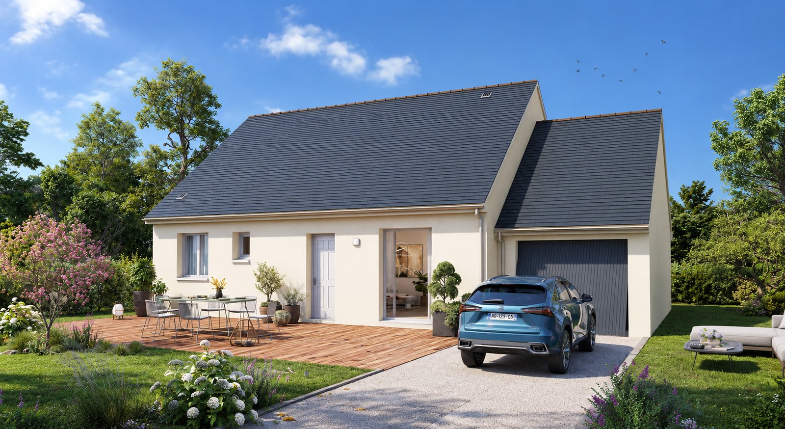 Brand new two-bedroom bungalow of the type built in the Manche, southern Normandy