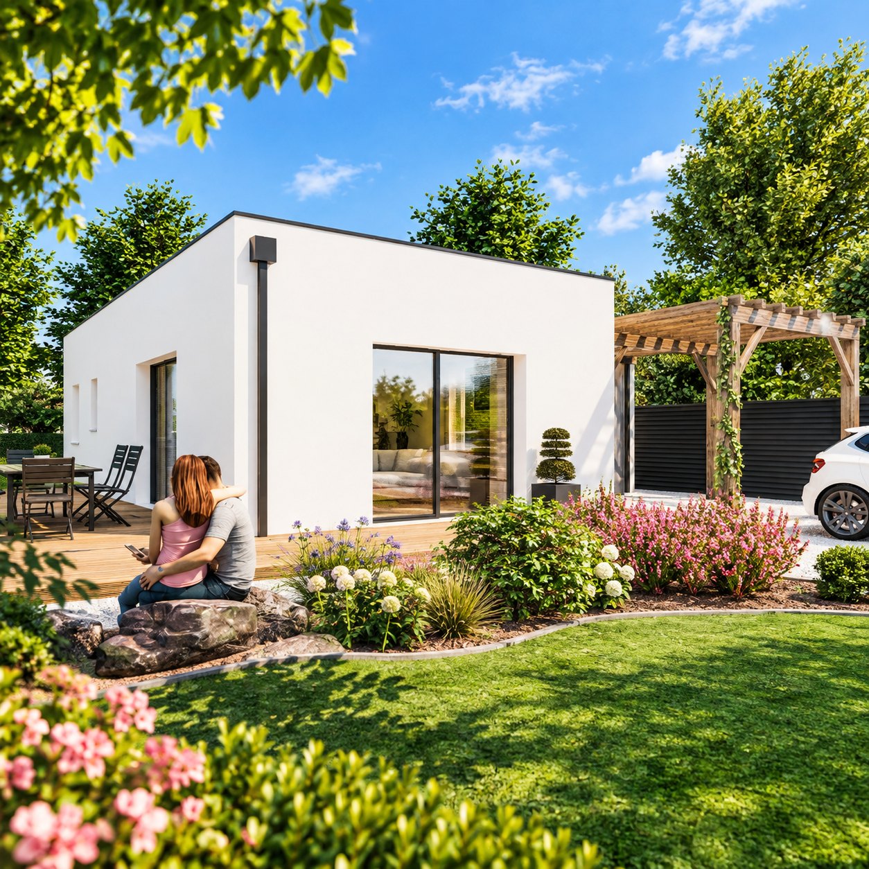 Brand new two-bedroom bungalow of the type built in the Manche, southern Normandy