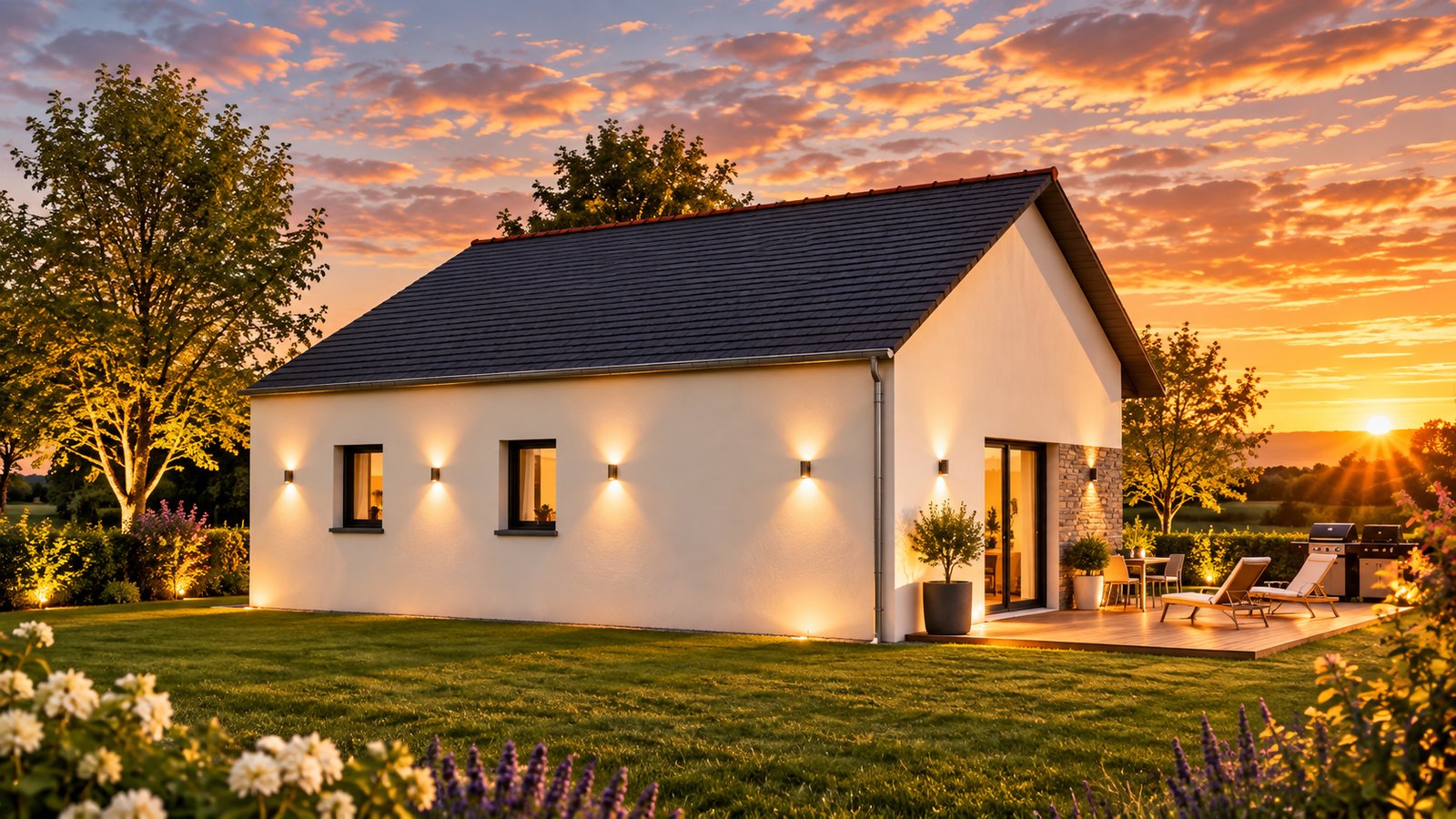 Brand new two-bedroom bungalow of the type built around Redon in southern Brittany