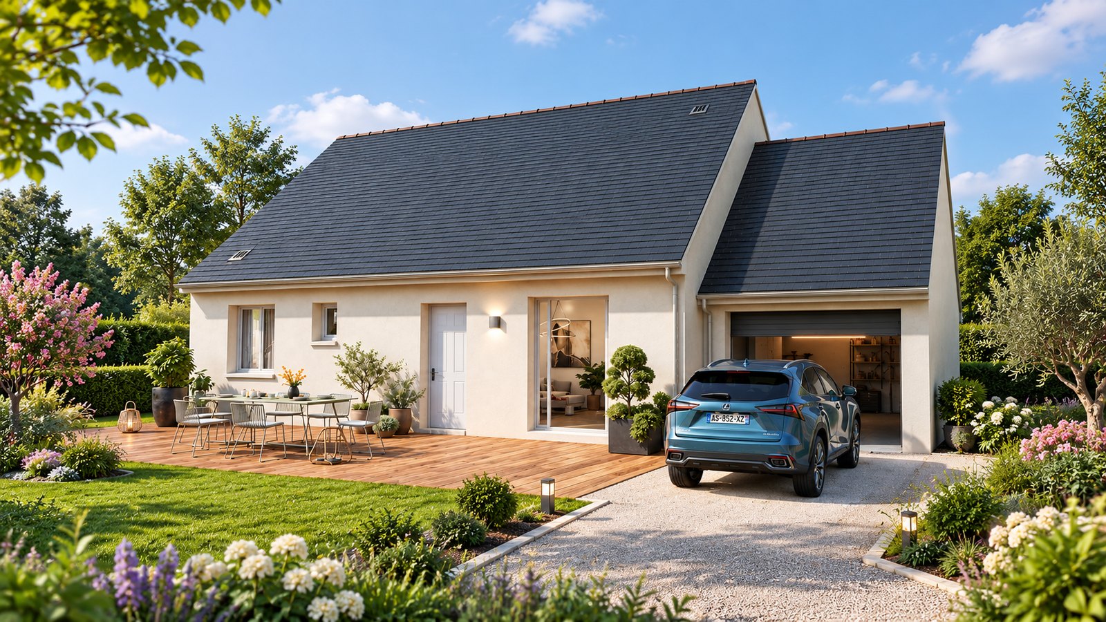 Brand new two-bedroom bungalow of the type built in the Manche, southern Normandy