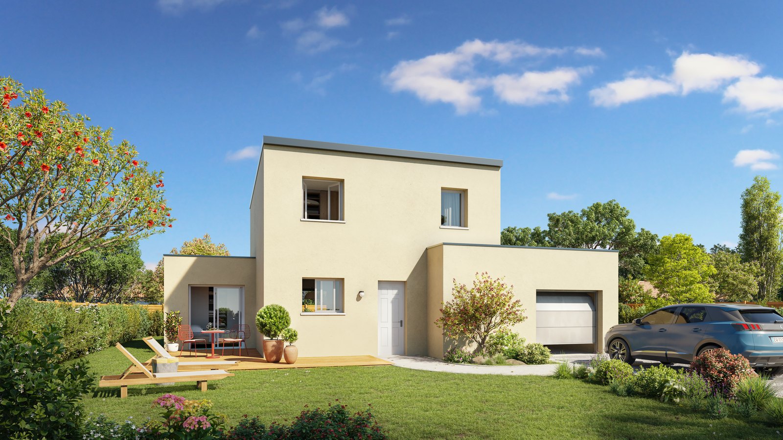 Brand new four-bedroom villa with integrated garage of the type built at Saint-Gildas-de-Rhuys