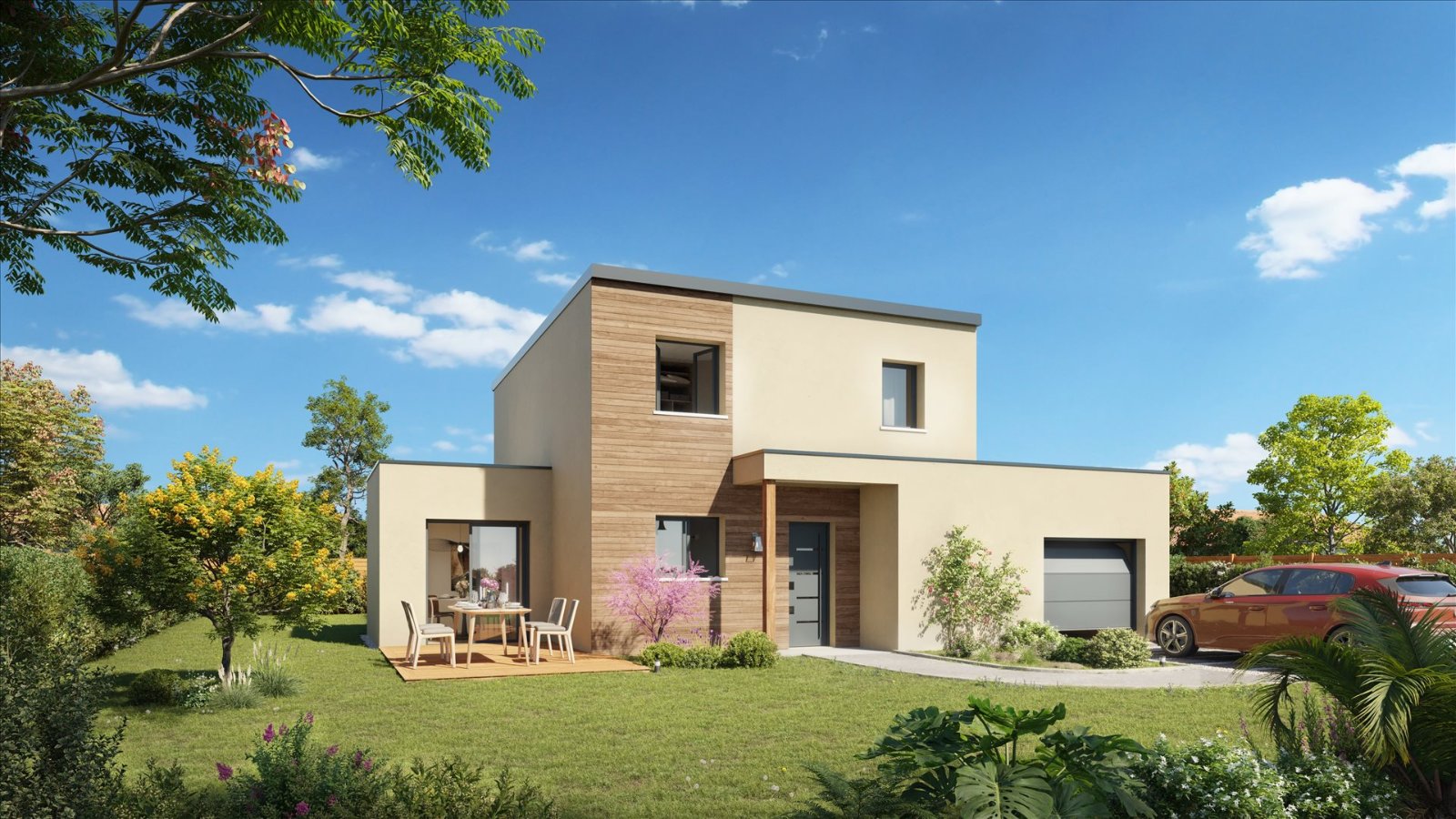 Brand new 4-bedroom villa with integrated garage of the type built at Saint-Gilles-Vieux-Marché in the Côtes-d'Armor