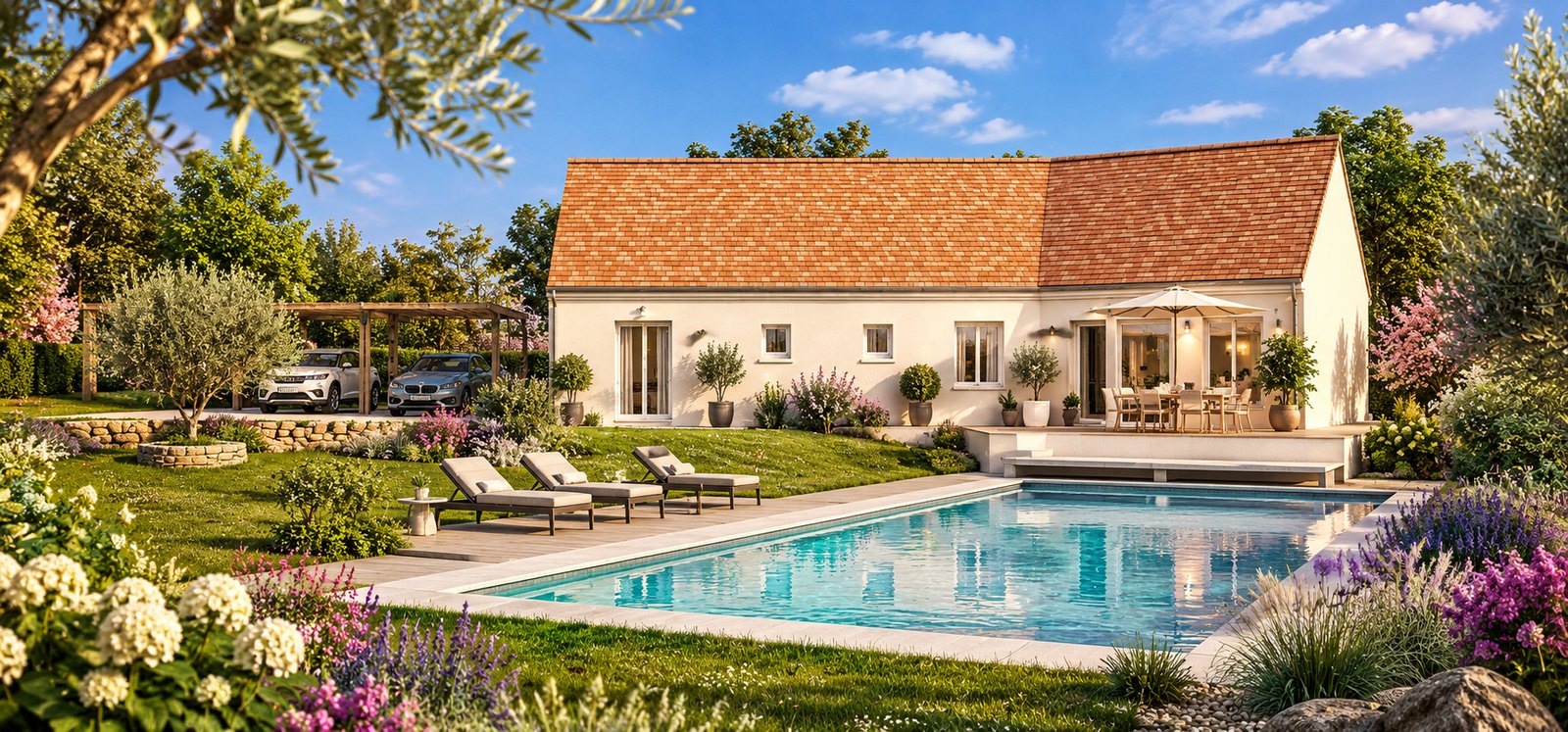 Brand new four to five bedroom house of the type built around Saint-Malo in Brittany
