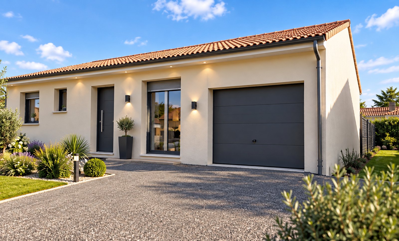 Brand new three-bedroom bungalow with integrated garage of the type built in the southern Vendée